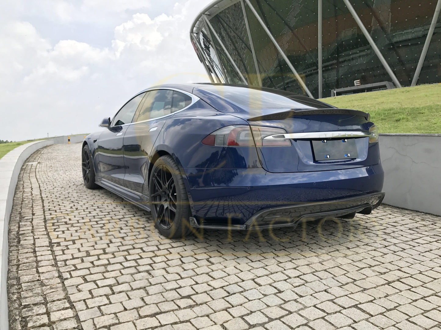 Tesla Model S 70D Carbon Fibre Rear Diffuser Extensions 16-17 by Carbon Factory-Carbon Factory