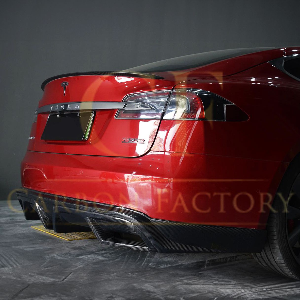 Tesla Model S P85 P Style Carbon Rear Diffuser 14-15 by Carbon Factory-Carbon Factory