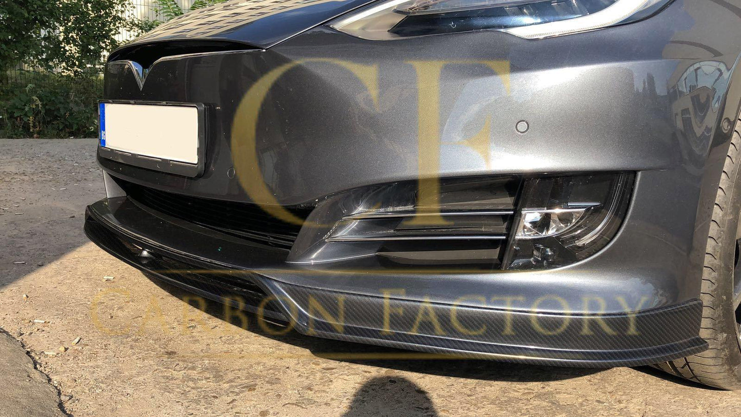 Tesla Model S V Style Carbon Fibre Front Splitter 16-17 by Carbon Factory-Carbon Factory