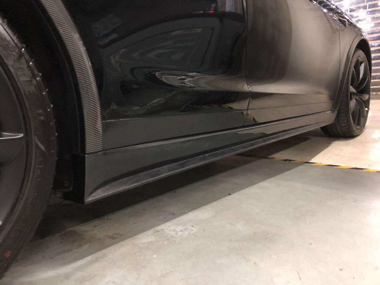 Tesla Model X V Style Carbon Fibre Side Skirts 16-Present by Carbon Factory-Carbon Factory