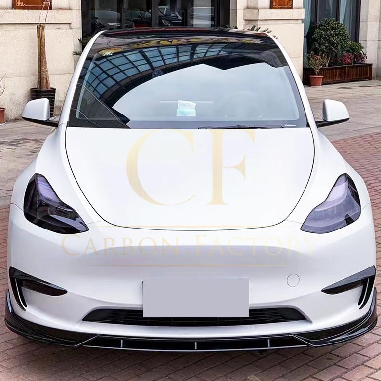 Tesla Model Y Competition Style Gloss Black Front Bumper Trims 19-24 by Carbon Factory-Carbon Factory