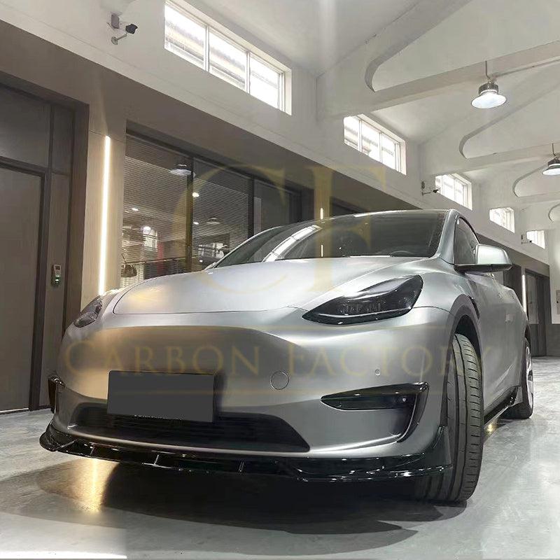 Tesla Model Y Competition Style Gloss Black Front Bumper Trims 19-24 by Carbon Factory-Carbon Factory