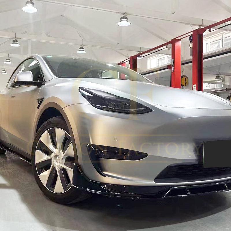 Tesla Model Y Competition Style Gloss Black Front Bumper Trims 19-24 by Carbon Factory-Carbon Factory