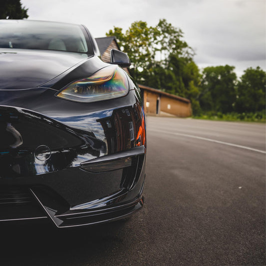 Tesla Model Y Competition Style Gloss Black Front Bumper Trims 19-24-Carbon Factory