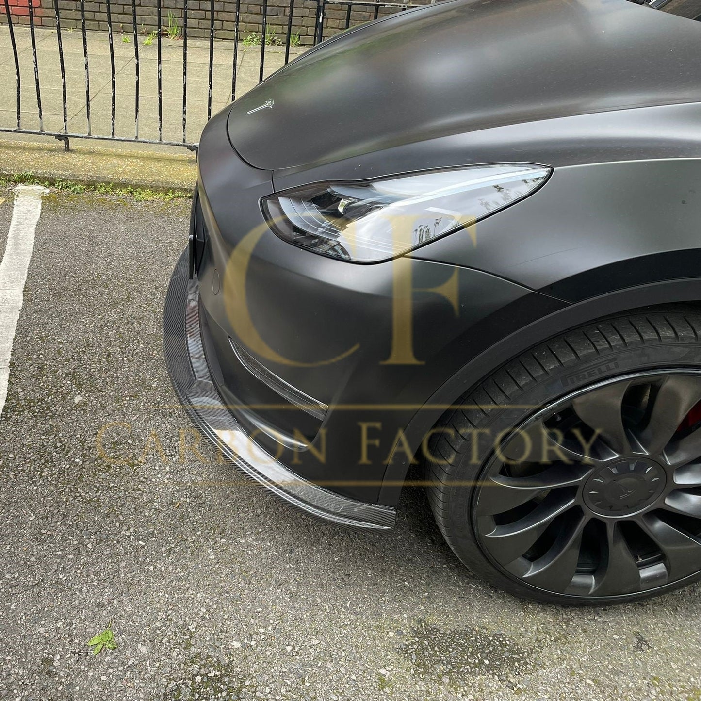 Tesla Model Y P Style Carbon Fibre Front Splitter 19-23 by Carbon Factory-Carbon Factory