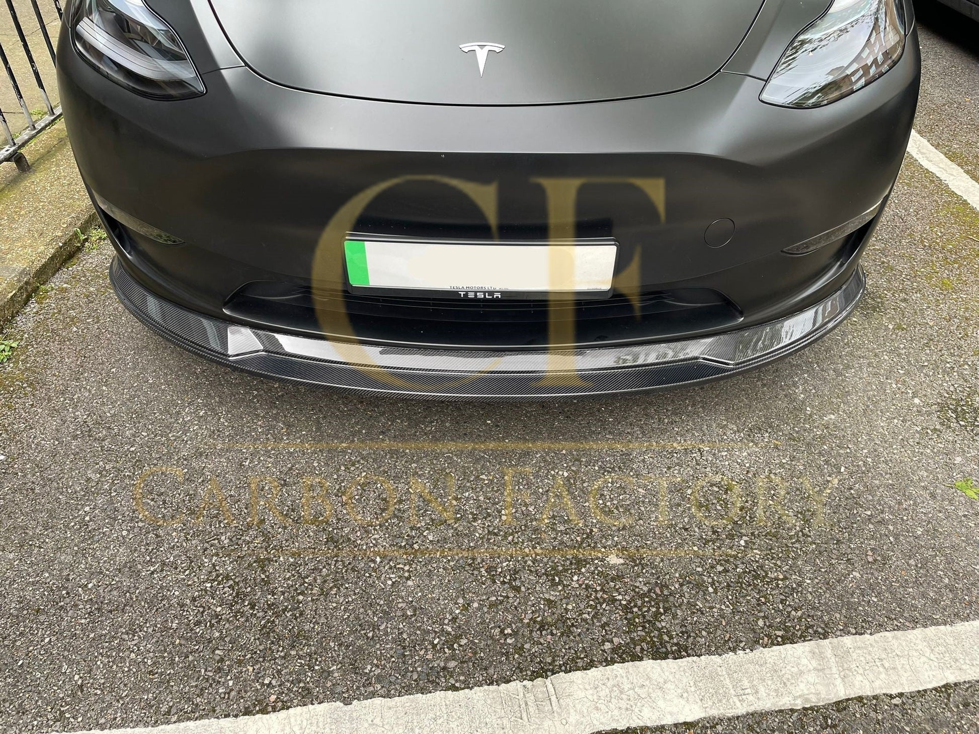 Tesla Model Y P Style Carbon Fibre Front Splitter 19-23 by Carbon Factory-Carbon Factory