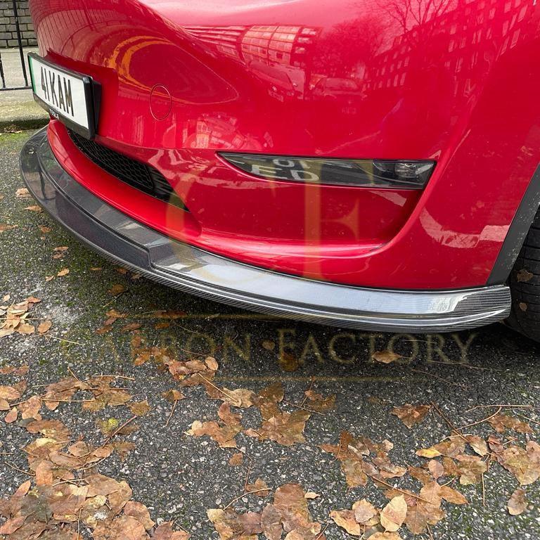 Tesla Model Y P Style Carbon Fibre Front Splitter 19-23 by Carbon Factory-Carbon Factory