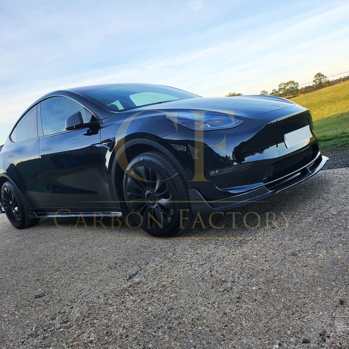 Tesla Model Y V Style Carbon Fibre Front Splitter 19-23 by Carbon Factory-Carbon Factory