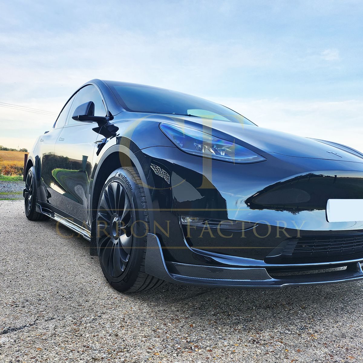 Tesla Model Y V Style Carbon Fibre Front Splitter 19-23 by Carbon Factory-Carbon Factory