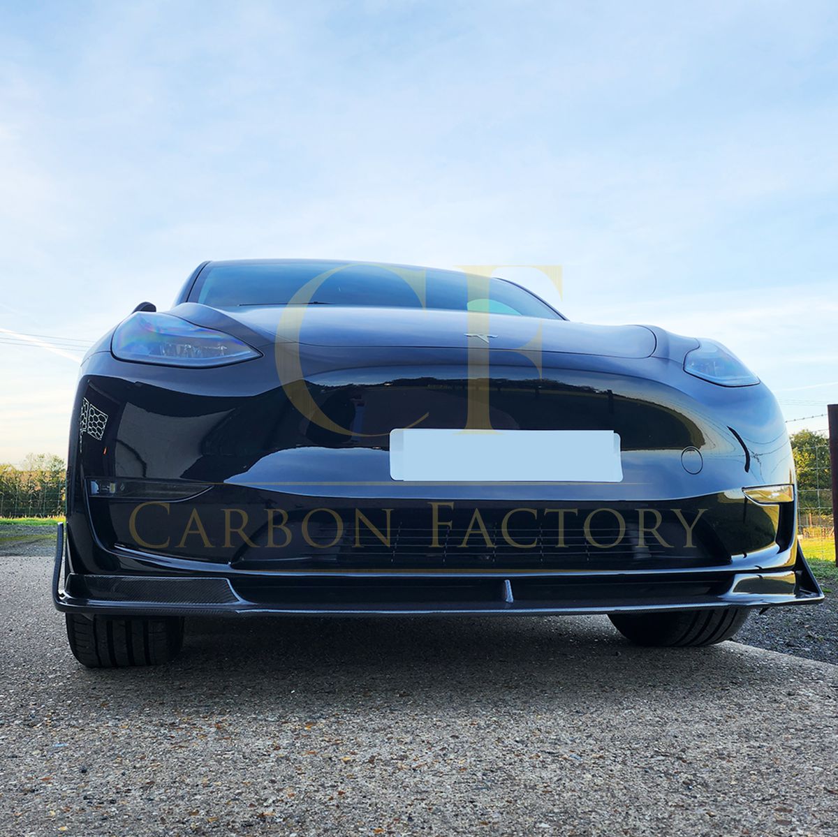 Tesla Model Y V Style Carbon Fibre Front Splitter 19-23 by Carbon Factory-Carbon Factory