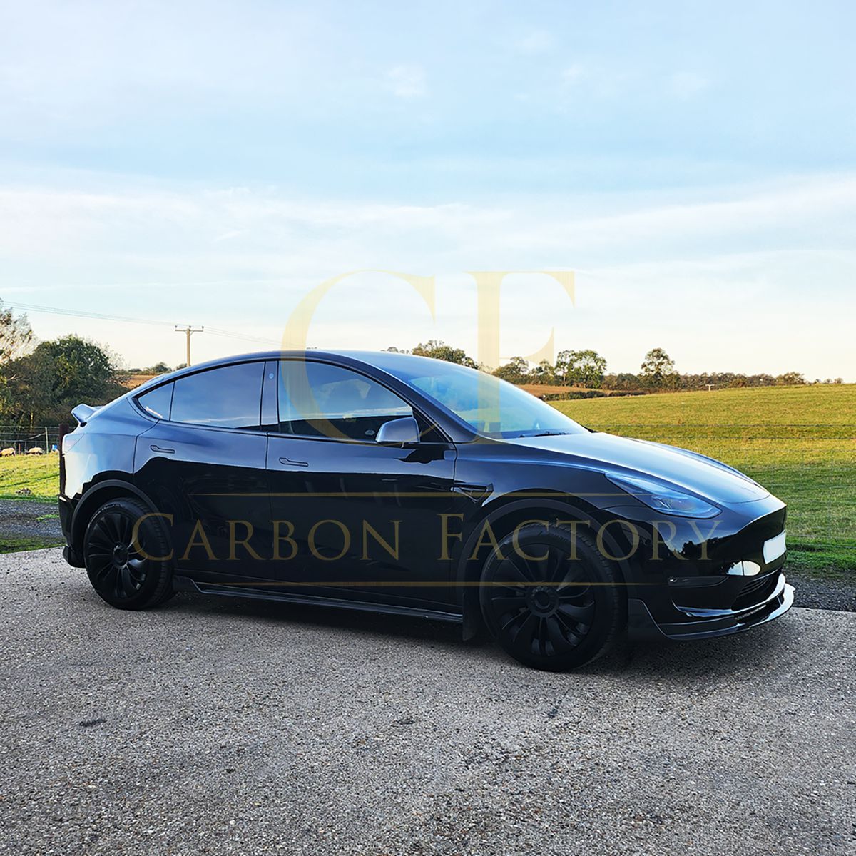 Tesla Model Y V Style Carbon Fibre Front Splitter 19-23 by Carbon Factory-Carbon Factory