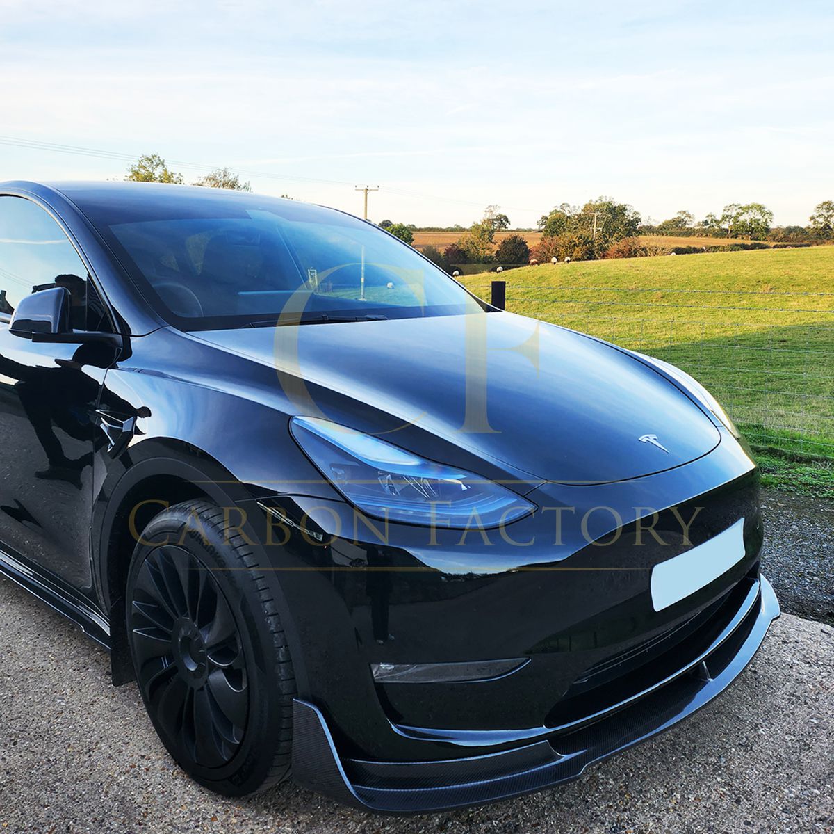 Tesla Model Y V Style Carbon Fibre Front Splitter 19-23 by Carbon Factory-Carbon Factory