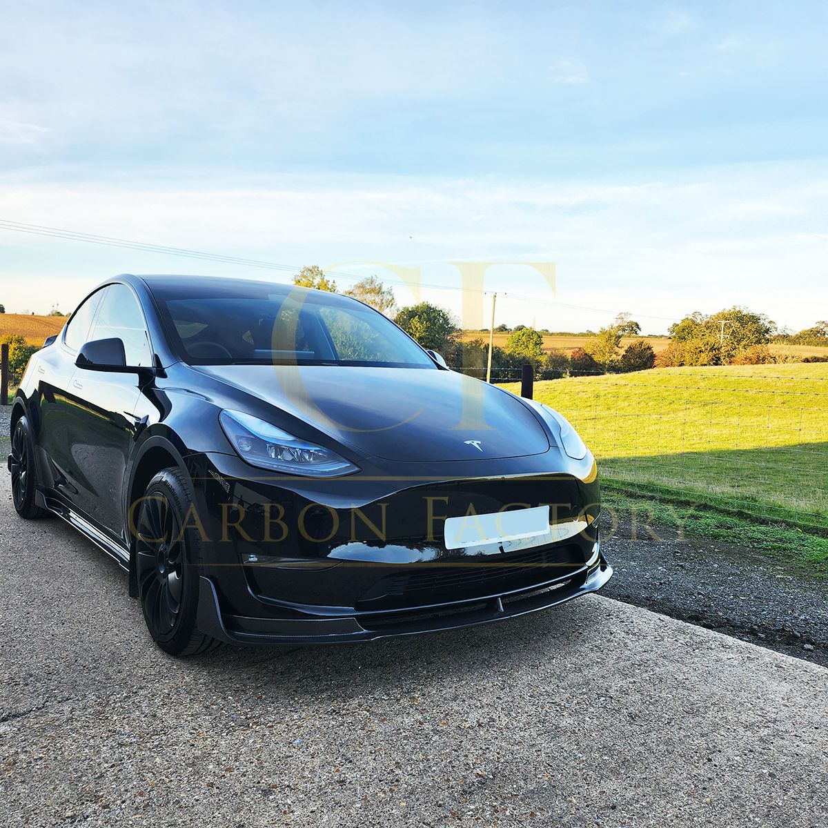 Tesla Model Y V Style Carbon Fibre Front Splitter 19-23 by Carbon Factory-Carbon Factory