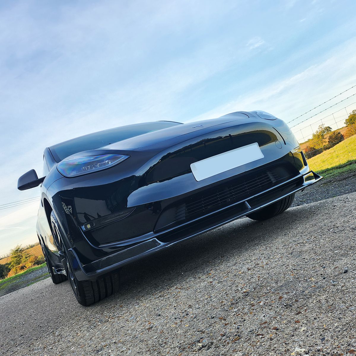 Tesla Model Y V Style Carbon Fibre Front Splitter 19-23 by Carbon Factory-Carbon Factory