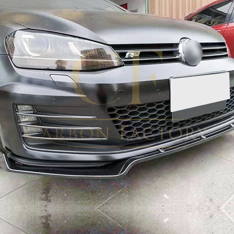 VW Golf MK7 MK7.5 GTI / R V Style Gloss Black Front Splitter 13-20 by Carbon Factory-Carbon Factory