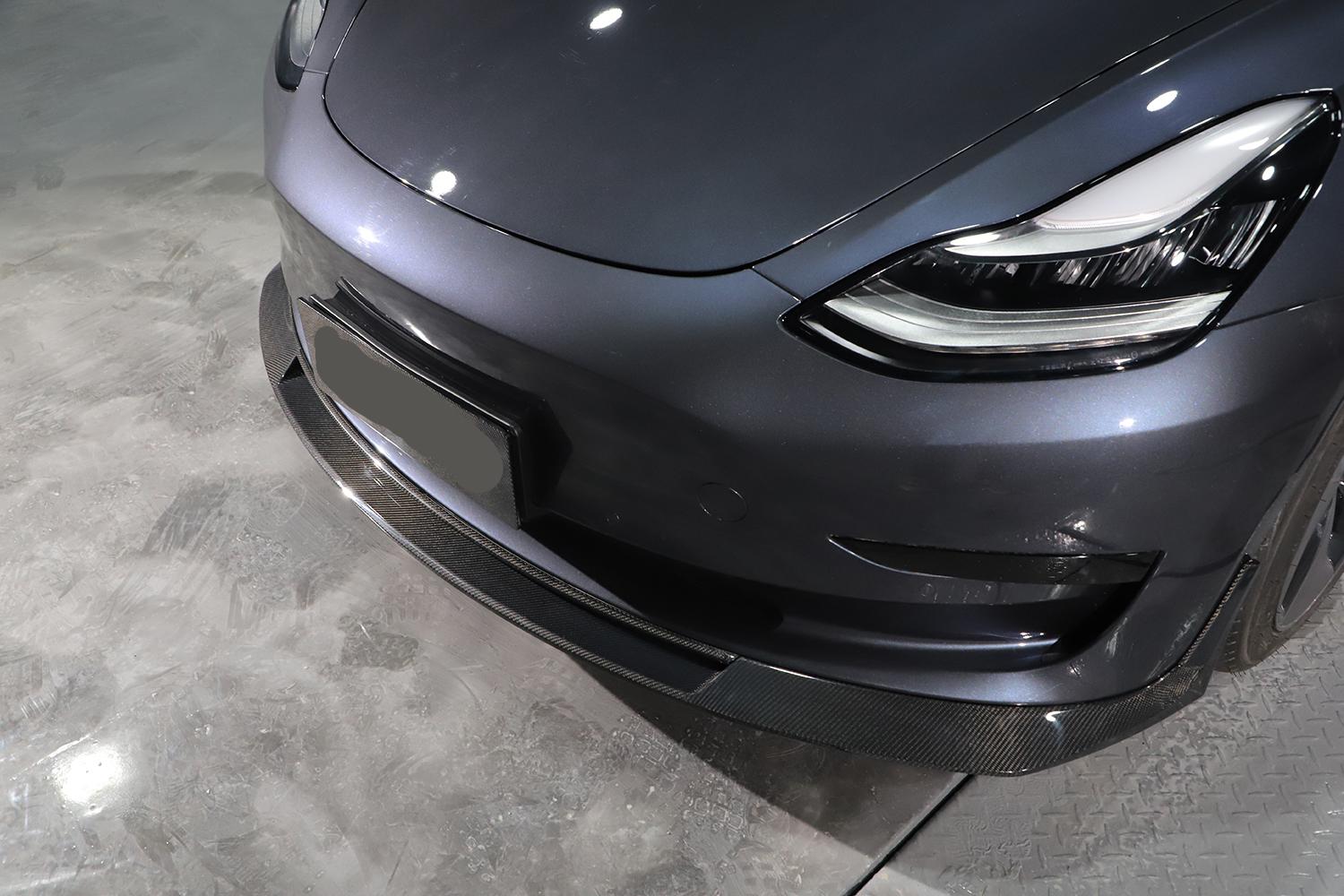 Tesla Model 3 MAD Style Carbon Fibre Front Splitter 16-Present-Carbon Factory